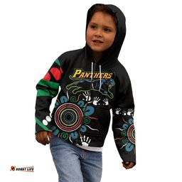 Personalised Panthers Aboriginal Dot Kid Hoodie Go the Mighty Panthers