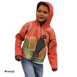 Personalised Australia Banksia And Black Cockatoo Kid Hoodie Aboriginal Art