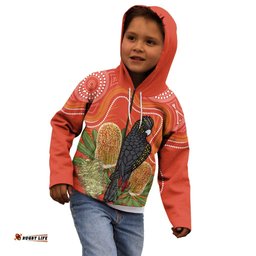 Personalised Australia Banksia And Black Cockatoo Kid Hoodie Aboriginal Art