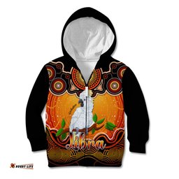 Personalised Australia Libra Cockatoo Zodiac Kid Hoodie Auz Astrology Aboriginal Red