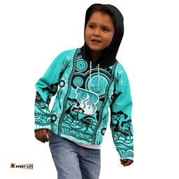 Brisbane Heat Cricket Kid Hoodie Happy Australia Day Aboriginal Art