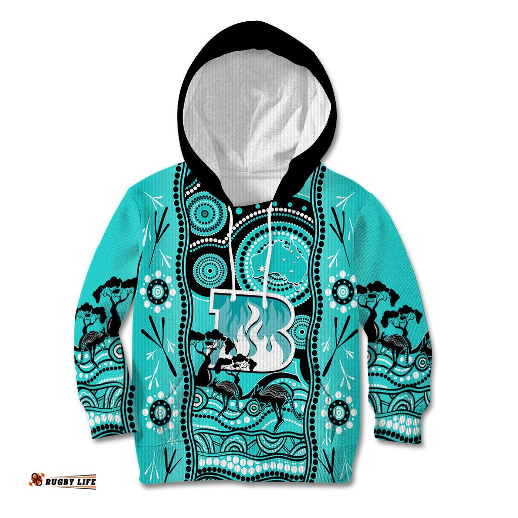 Brisbane Heat Cricket Kid Hoodie Happy Australia Day Aboriginal Art