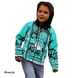 Custom Brisbane Heat Cricket Kid Hoodie Happy Australia Day Aboriginal Art