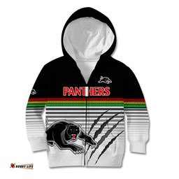 Custom Text And Number Penrith Panthers Rugby Kid Hoodie Authentic Permiers Black Version