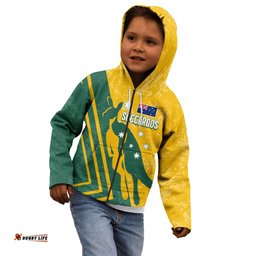Personalised Australia Soccer Kid Hoodie Green & Gold Go Socceroos