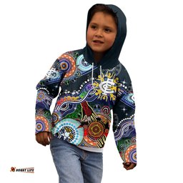Custom NAIDOC Week 2024 Carlton Blues Kid Hoodie Australia Aboriginal Dot Painting