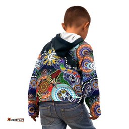 Custom NAIDOC Week 2024 Carlton Blues Kid Hoodie Australia Aboriginal Dot Painting
