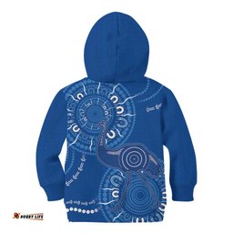 Australia New South Wales Kid Hoodie Aussie Emu With Aboriginal Art