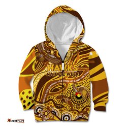 Custom NAIDOC Week 2024 Hawks Kid Hoodie Aboriginal Animals Keep The Fire Burning