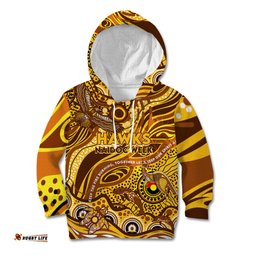 Custom NAIDOC Week 2024 Hawks Kid Hoodie Aboriginal Animals Keep The Fire Burning
