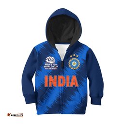 Custom Personalised And Number India Cricket Men's World Cup Hoodie KID