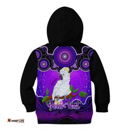 Personalised Australia Libra Cockatoo Zodiac Kid Hoodie Auz Astrology Aboriginal Purple