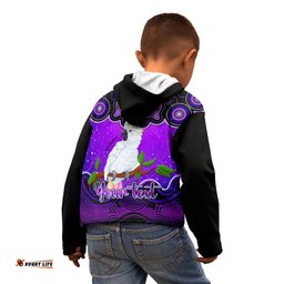 Personalised Australia Libra Cockatoo Zodiac Kid Hoodie Auz Astrology Aboriginal Purple