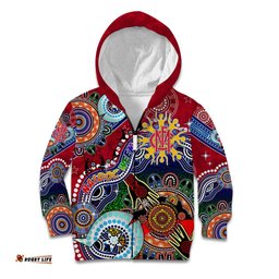 Custom NAIDOC Week 2024 Melbourne Demons Kid Hoodie Australia Aboriginal Dot Painting