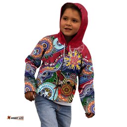 Custom NAIDOC Week 2024 Melbourne Demons Kid Hoodie Australia Aboriginal Dot Painting