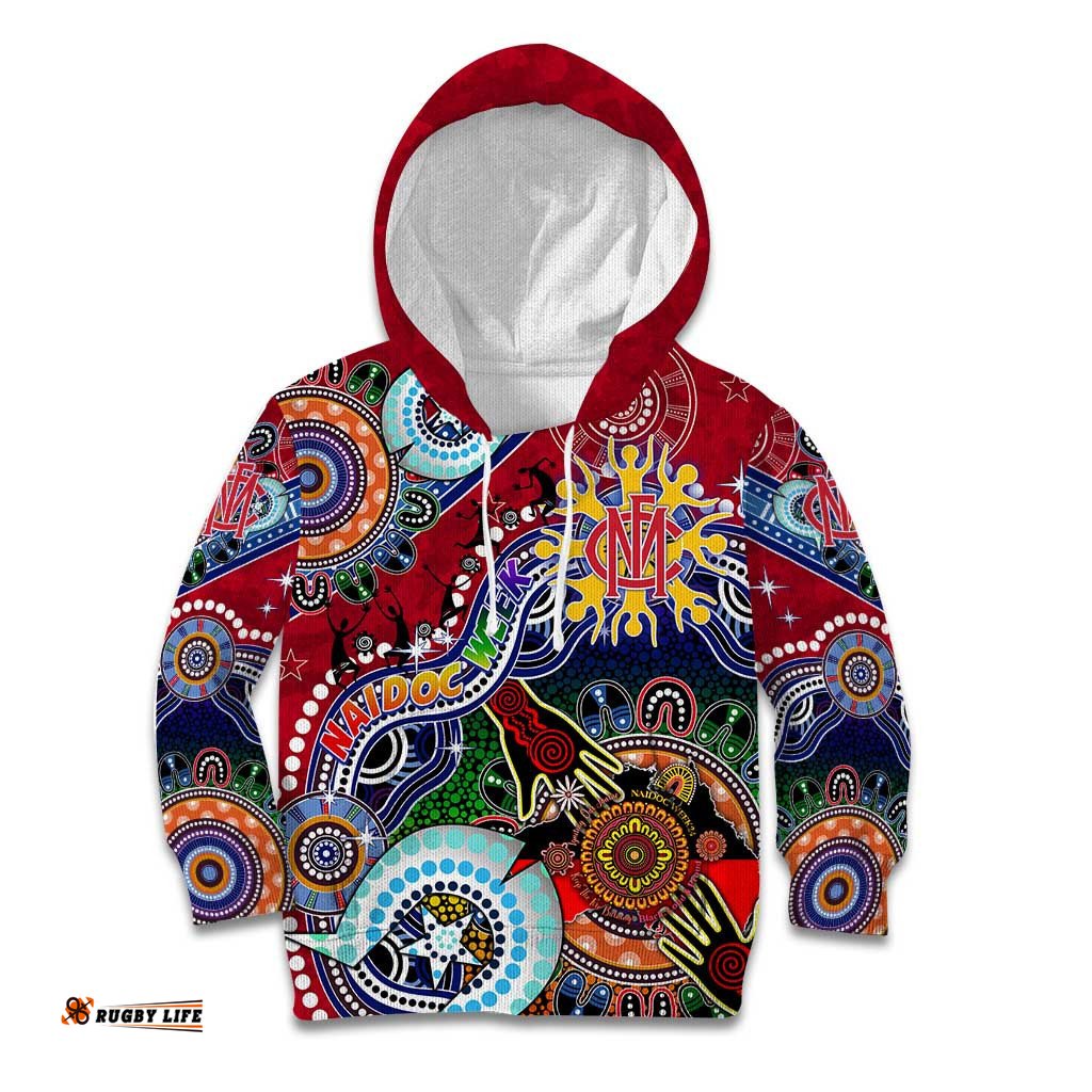 Custom NAIDOC Week 2024 Melbourne Demons Kid Hoodie Australia Aboriginal Dot Painting