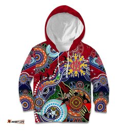 Custom NAIDOC Week 2024 Melbourne Demons Kid Hoodie Australia Aboriginal Dot Painting