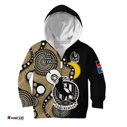Collingwood Football NAIDOC Hoodie KID Magpies For Our Elders Indigenous Art