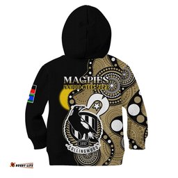 Collingwood Football NAIDOC Hoodie KID Magpies For Our Elders Indigenous Art