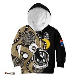 Collingwood Football NAIDOC Hoodie KID Magpies For Our Elders Indigenous Art