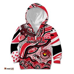 Custom NAIDOC Week 2024 Saints Kid Hoodie Aboriginal Animals Keep The Fire Burning