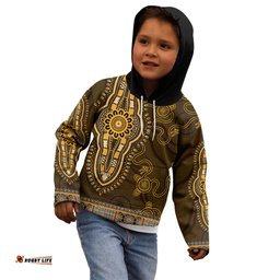 Gold African Dashiki With Australia Aboriginal Art Kid Hoodie
