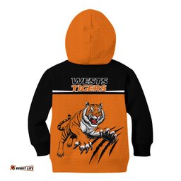Wests Tigers Rugby Kid Hoodie Orange Simple Style