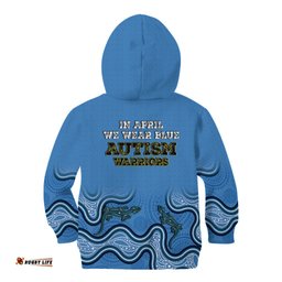 Australia Autism Awareness Kid Hoodie In April We Wear Blue Aboriginal Lizard