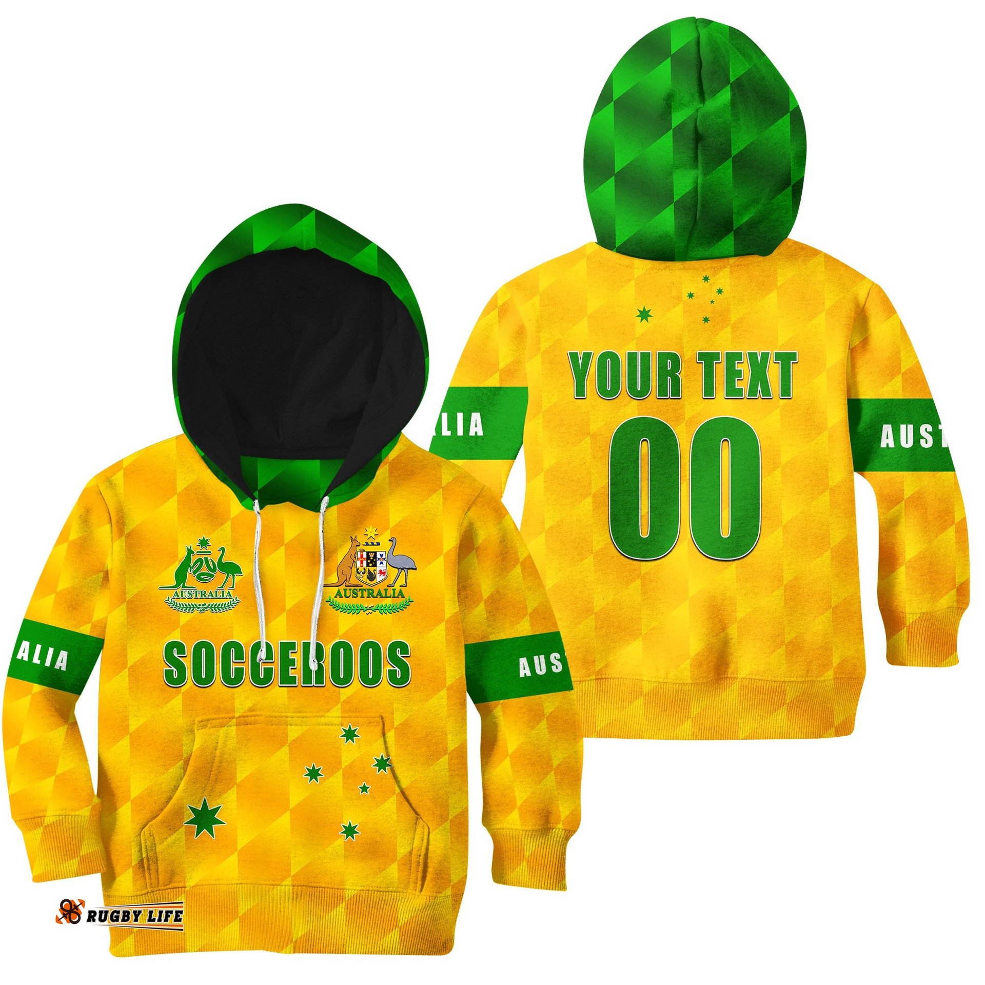 Custom Personalised And Number Australia Soccer Hoodie KID Socceroos Vibe Style