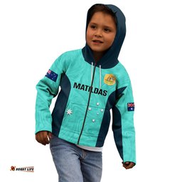Australia Soccer Kid Hoodie Turquoise Matildas World Cup Go Champions
