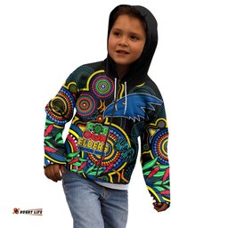 Custom Crows Football Aboriginal Art Kid Hoodie NAIDOC Indigenous Tribal
