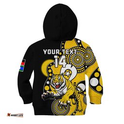 Custom Text And Number Richmond Football NAIDOC Hoodie KID Tigers For Our Elders Indigenous Art