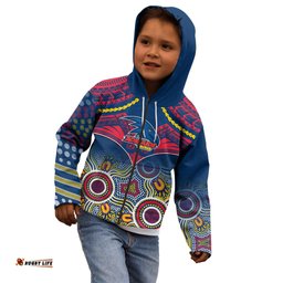 Adelaide Crows Football Kid Hoodie Aboriginal Mix Polynesian Pattern