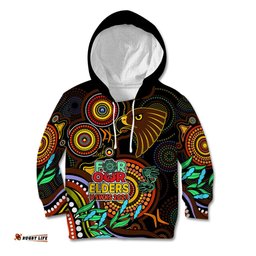 Hawks Football Aboriginal Art Kid Hoodie NAIDOC Indigenous Tribal