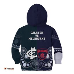 Demons And Blues Football Kid Hoodie Melbourne And Calrton Mascots Aboriginal Art