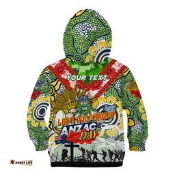Personalised Raiders ANZAC Day Kid Hoodie Aboriginal Rising Sun