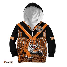 Wests Tigers Rugby Hoodie KID Indigenous Black Artsy