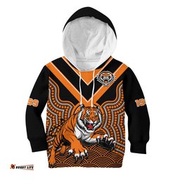 Wests Tigers Rugby Hoodie KID Indigenous Black Artsy