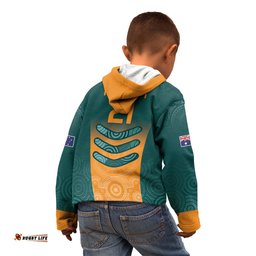 Custom Wallaroos Womens Rugby Kid Hoodie Aboriginal Dots Art