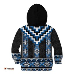 Blue Taniko Aotearoa Kid Hoodie Niho Taniwha Mix Poutama