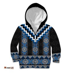 Blue Taniko Aotearoa Kid Hoodie Niho Taniwha Mix Poutama