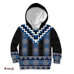 Blue Taniko Aotearoa Kid Hoodie Niho Taniwha Mix Poutama