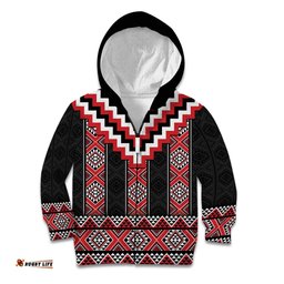 Red Taniko Aotearoa Kid Hoodie Niho Taniwha Mix Poutama