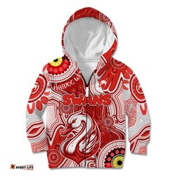 Personalised NAIDOC Week 2024 Sydney Swans Kid Hoodie Australian Aboriginal Hand Painting