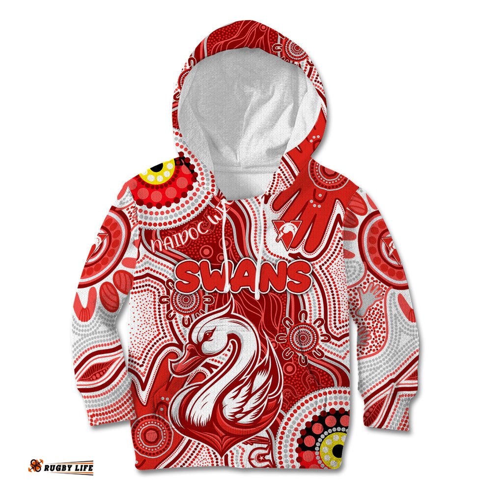 Personalised NAIDOC Week 2024 Sydney Swans Kid Hoodie Australian Aboriginal Hand Painting
