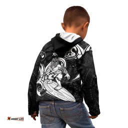 Personalised New Zealand Surfing Kid Hoodie Aotearoa Maori Tiki Haka