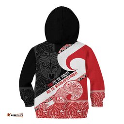 Toitu Te Tiriti Me Te Whakaputanga Kid Hoodie Maori Wahaika With Haka Face