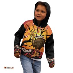 Keeper Of The Rainforest Cassowary Kid Hoodie Aboriginal Art