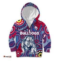 Personalised NAIDOC Week 2024 Western Bulldogs Kid Hoodie Australian Aboriginal Hand Painting