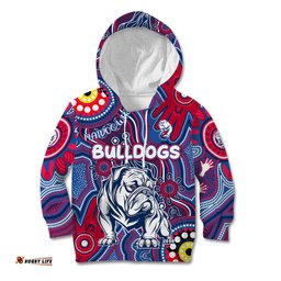 Personalised NAIDOC Week 2024 Western Bulldogs Kid Hoodie Australian Aboriginal Hand Painting
